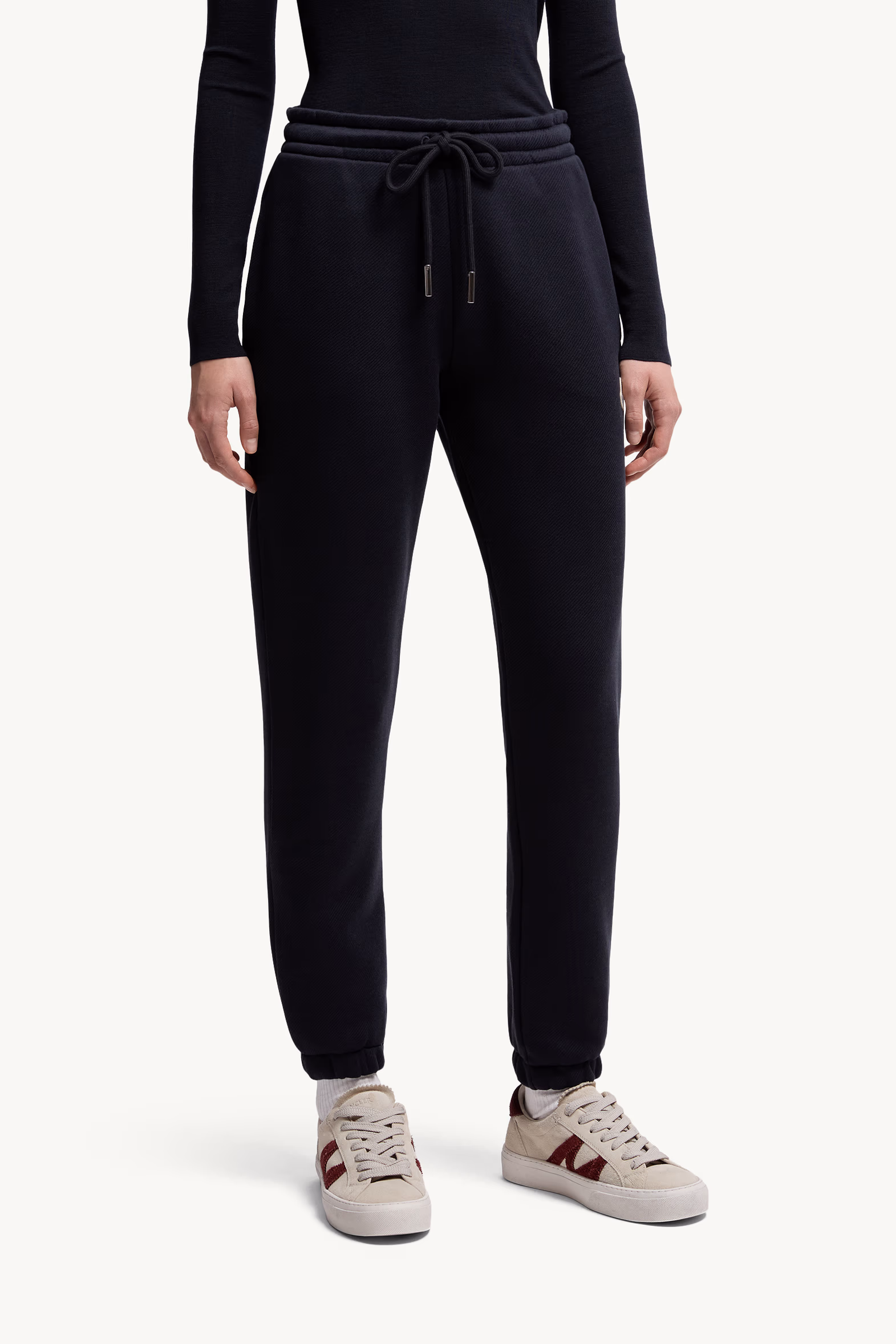 Logo Patch Cotton Sweatpants Women Navy Blue Moncler 3